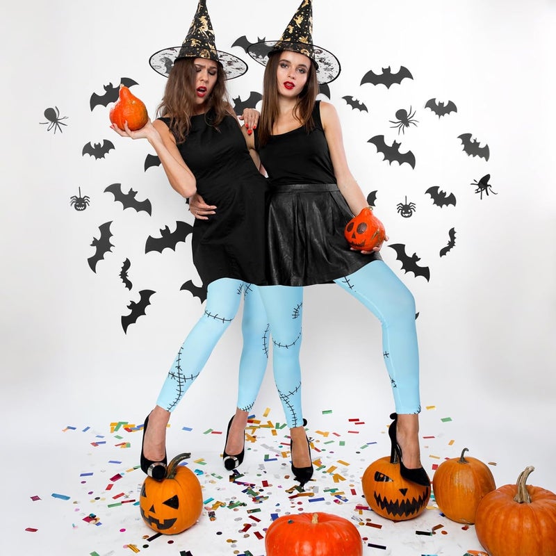 Simlakey Women's Halloween Leggings Blue Scar Printed Stretchy Peach Butt Leggings Yoga Pants S-XL for Cosplay Party - Image 5